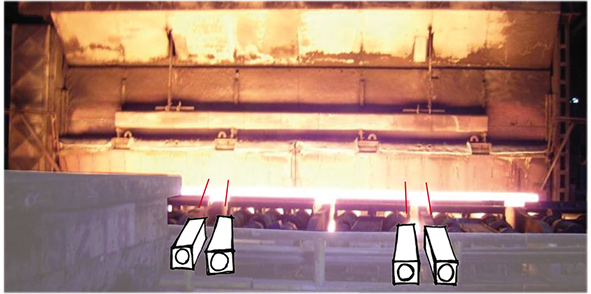 Measuring on hot surfaces in steel industries up to 1,500 °C